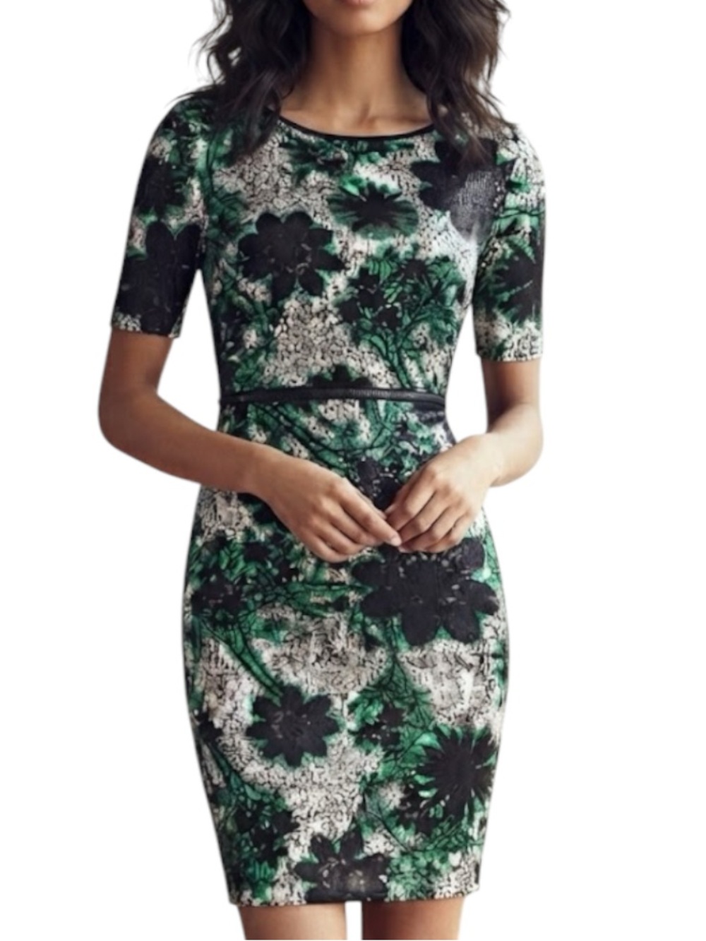 PHILOSOPHY Green Floral Dress Waist Zipper Detail Grunge Fairycore Indie